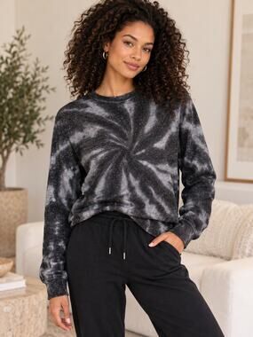 RTA Emma Sparkle Tie Dye Sweatshirt Black Gray Size XS Athleisure Pullover